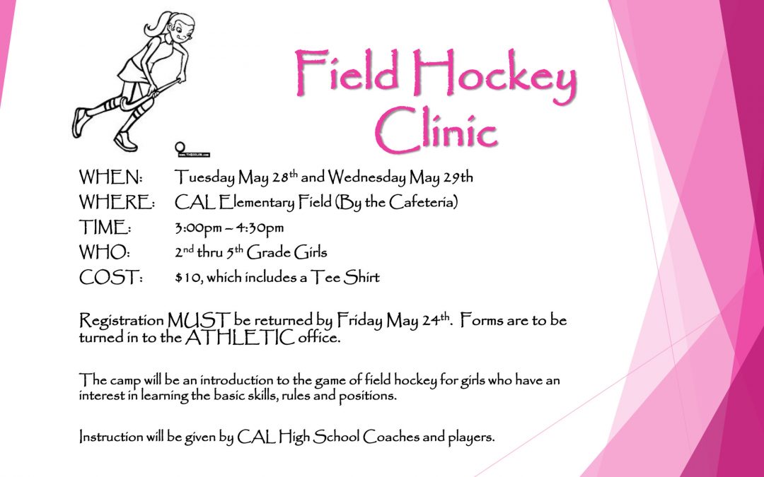 Field Hockey Camp for Girls, 2nd-5th, Set for May 28-29