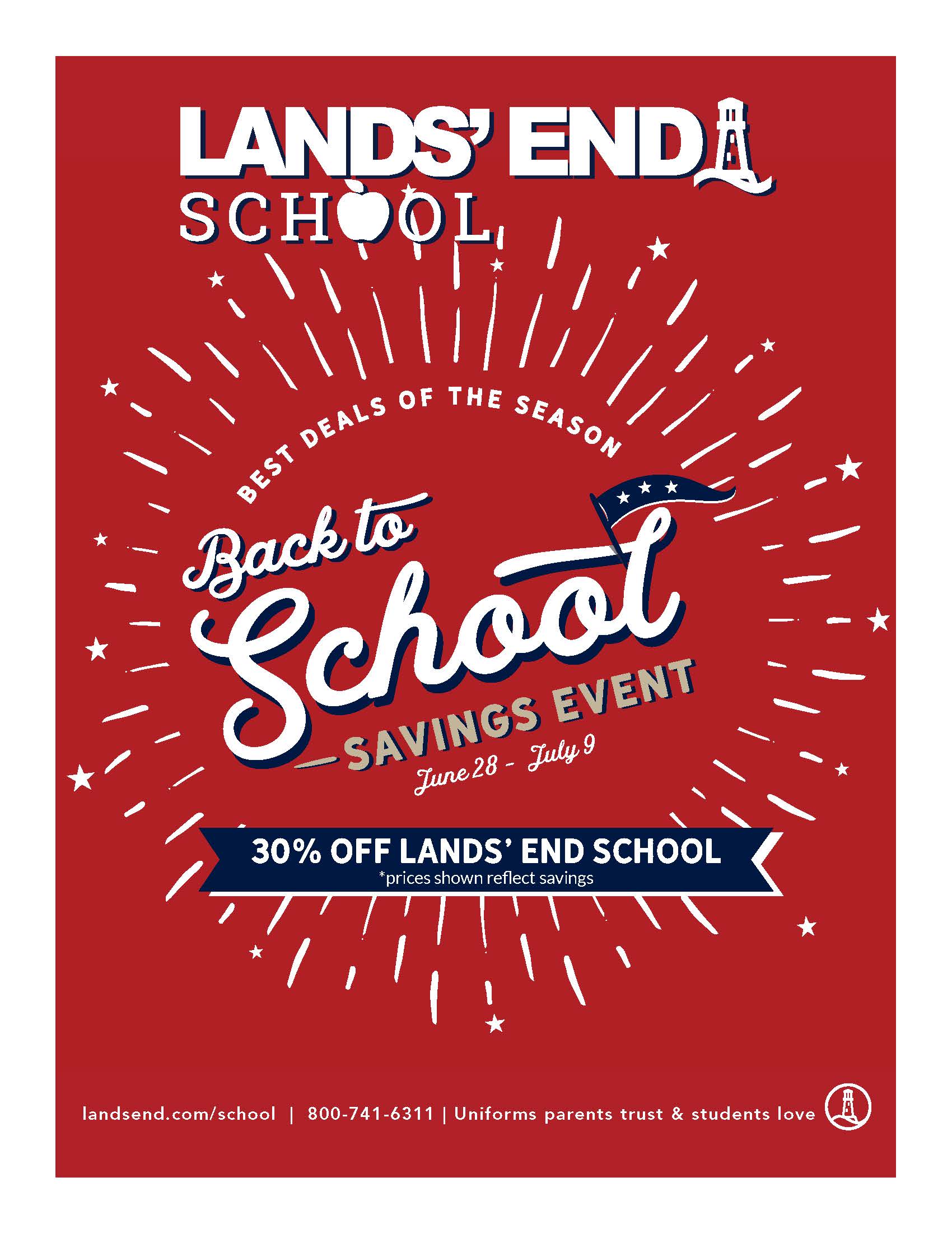 Christian Academy School System | Lands' End Back-to-School Sale | June 28 - July 9