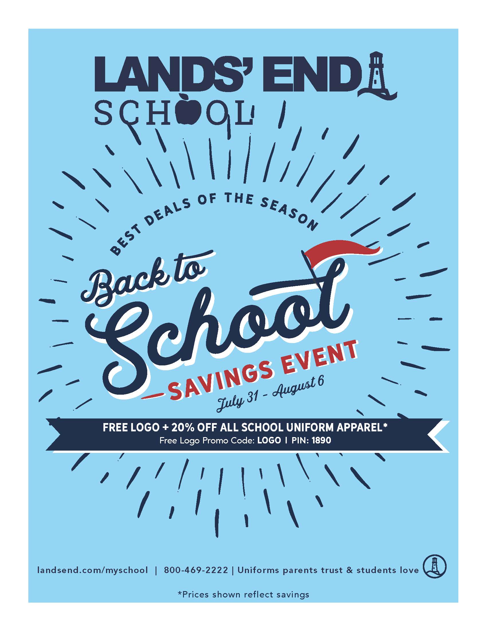 Christian Academy School System | Lands' End Back to School Savings Event | July 31 - August 6