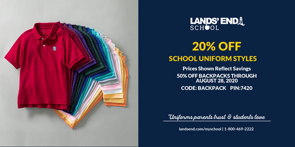 Christian Academy School System | Lands' End | 20% OFF School Uniforms | 50% OFF Backpacks | through August 28