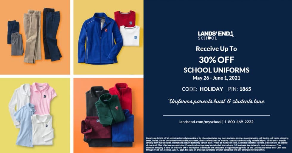 Up to 30 OFF Lands’ End School Uniforms, May 26 June 1 Christian
