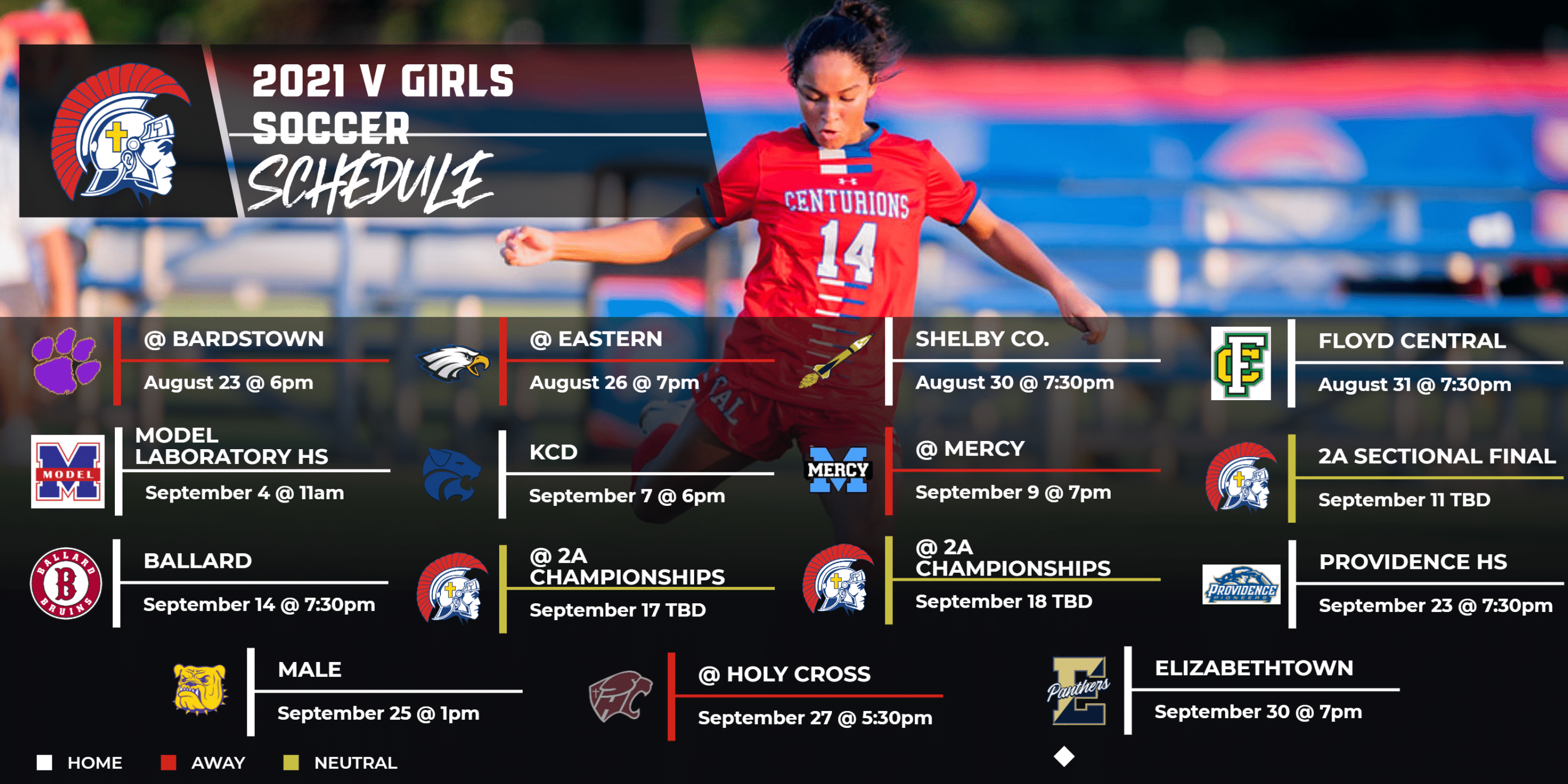 V girls soccer schedule 279825