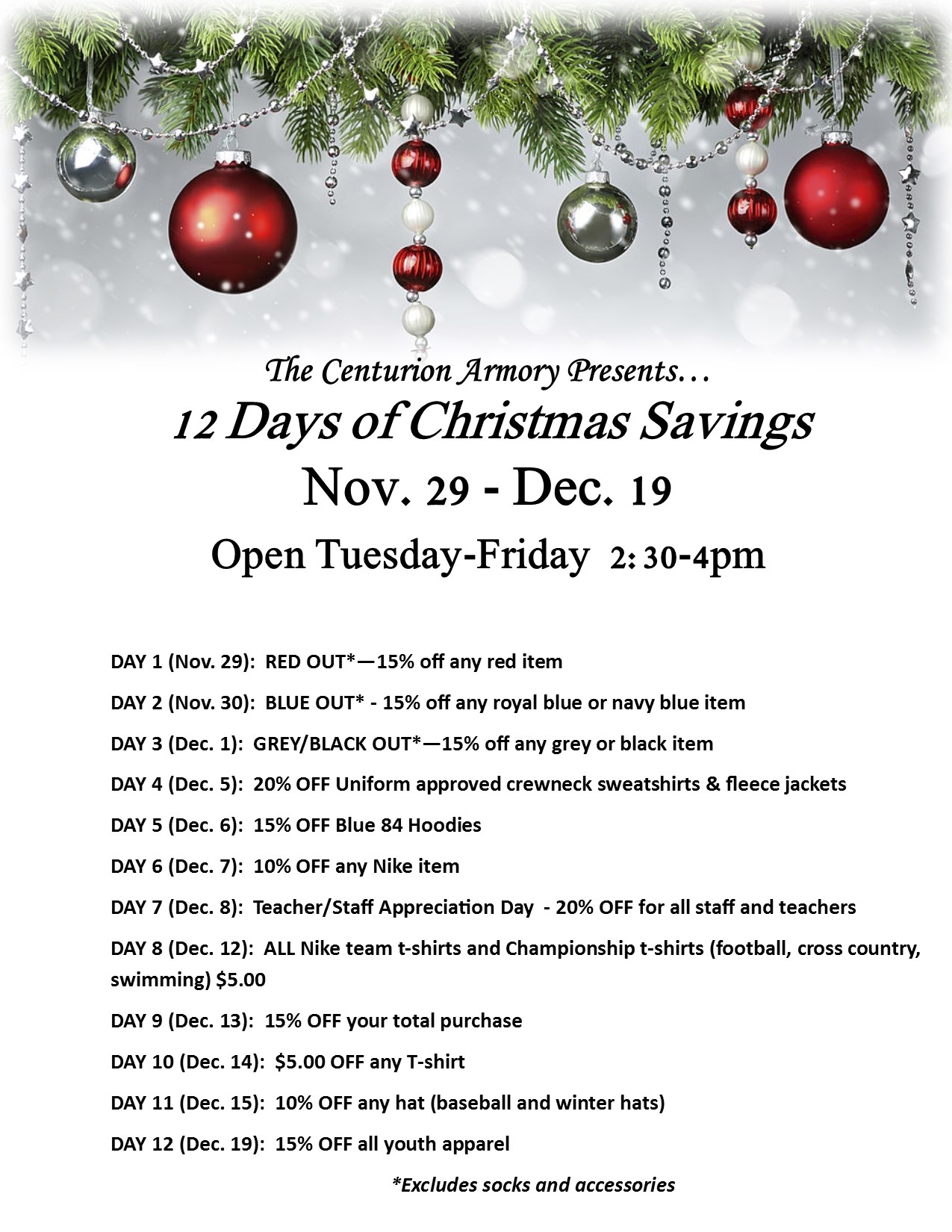 Christian Academy School System | Christian Academy of Louisville | Centurion Armory | 12 Days of Christmas Sale 2017