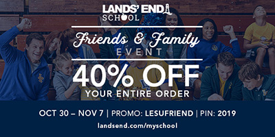 40% OFF Your Entire Order Lands’ End Friends an Family Event, October 30 – November 7