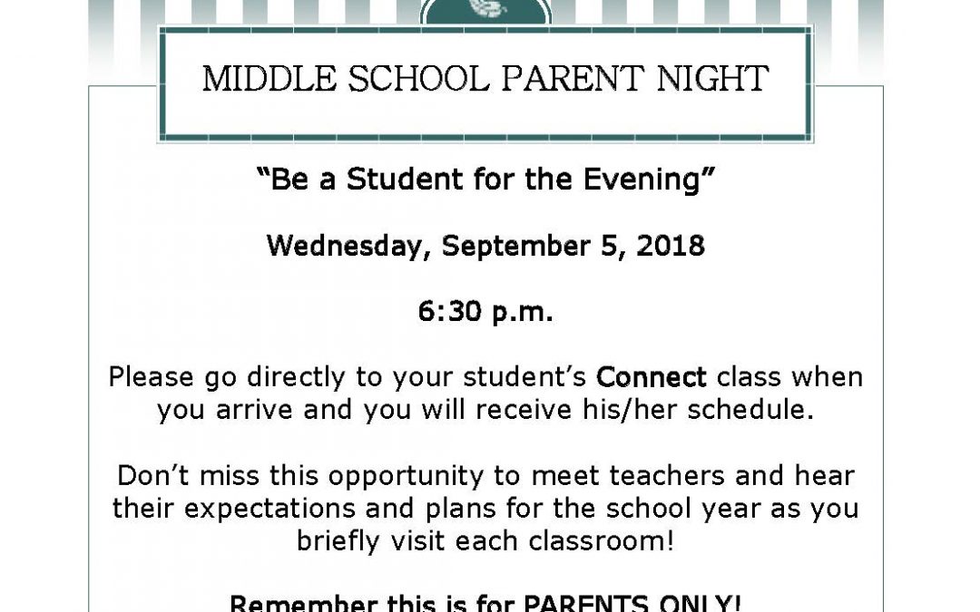 Middle School Parent Night, September 5