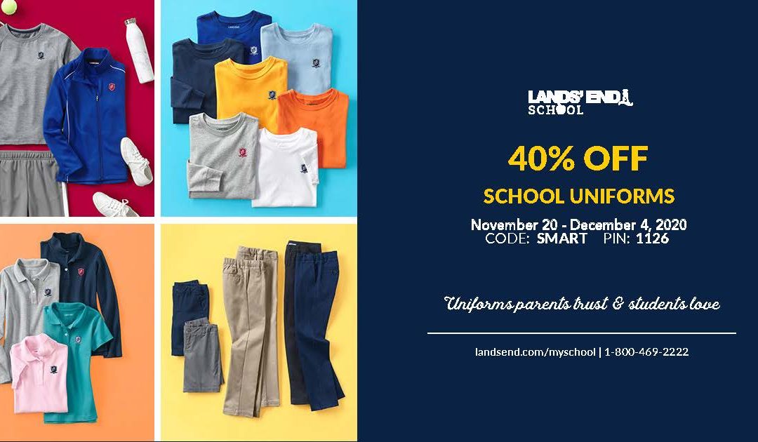 40% OFF Lands’ End School Uniforms, November 20 – December 4
