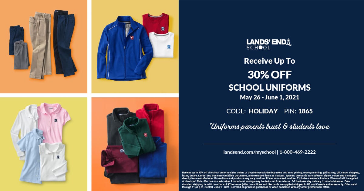 Christian Academy School System | Lands' End School Uniforms Sale | May 26 - June 1