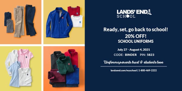 Ready, Set, Go Back to School Lands’ End 20% Off, July 27-August 4