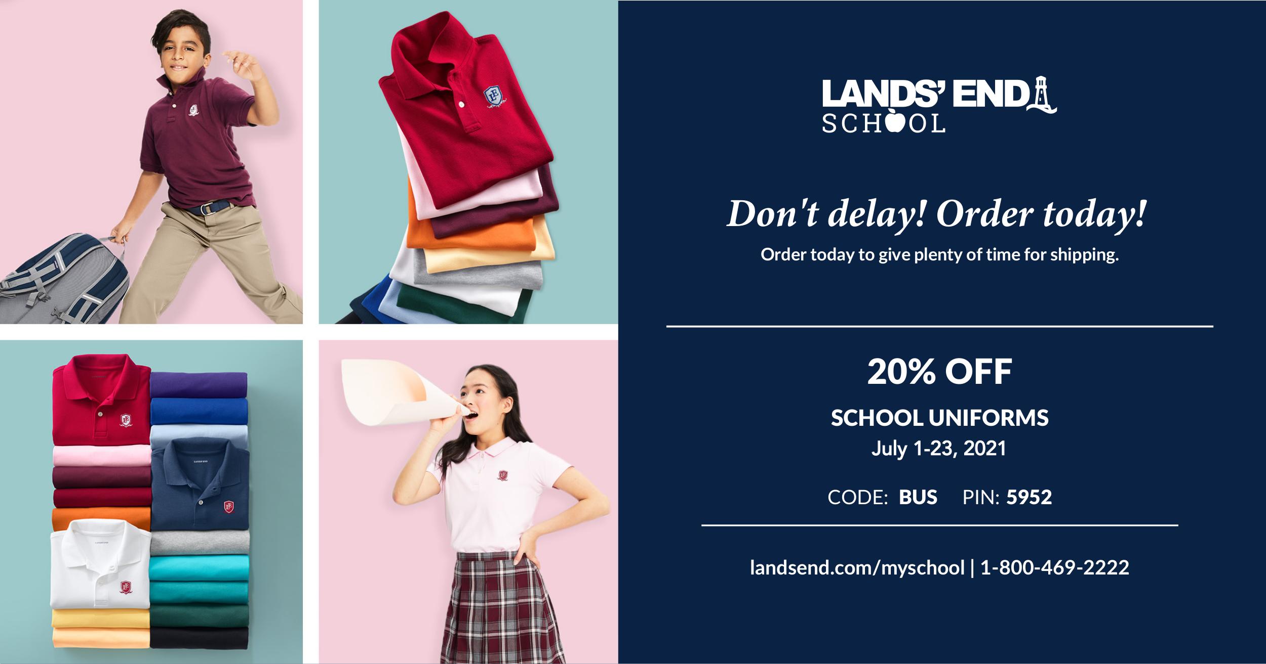 Christian Academy School System | Lands' End Sale | July 1-23, 2021