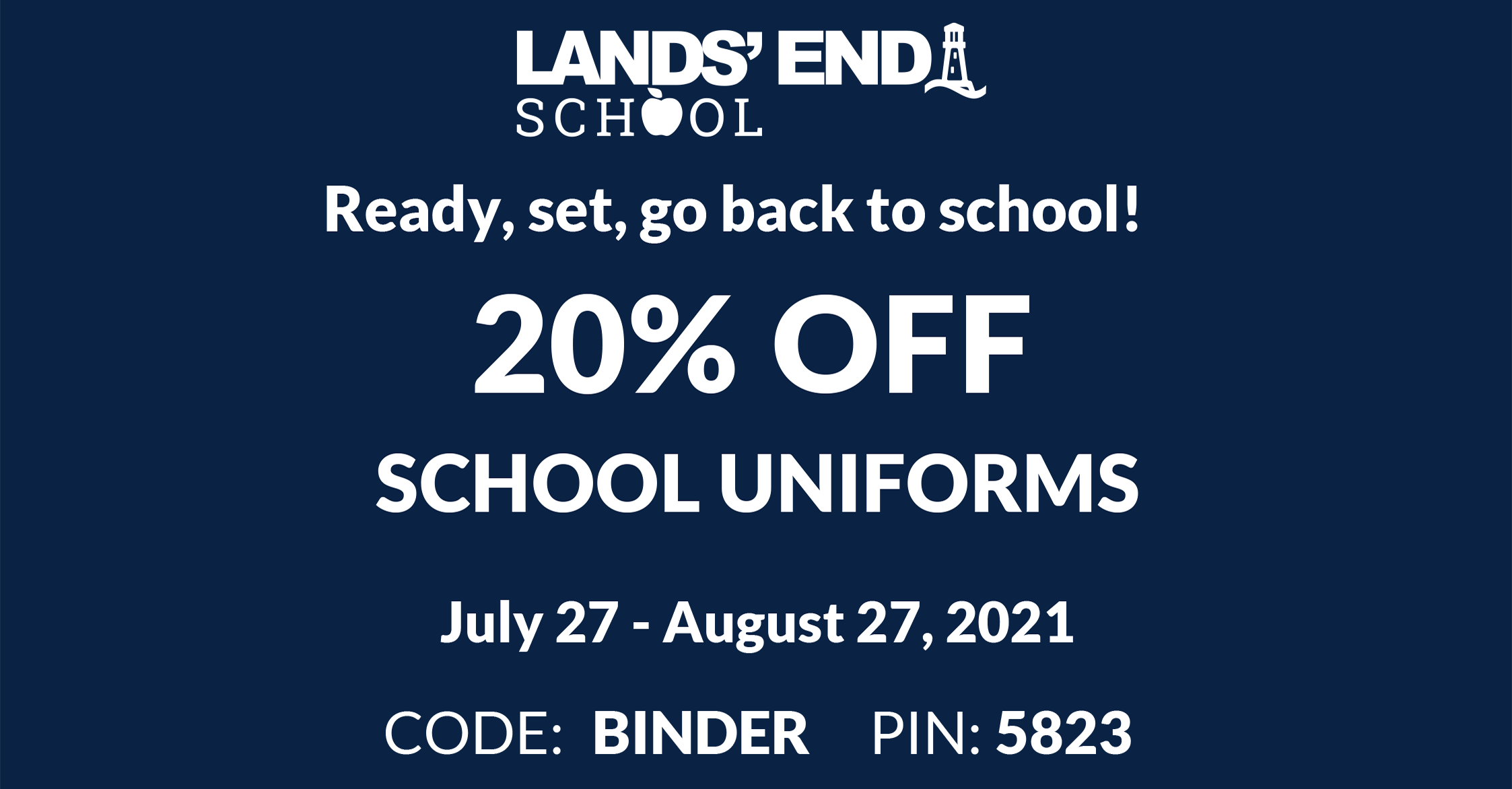 Christian Academy School System | Lands' End Uniforms | 20% OFF | July 27 - August 27