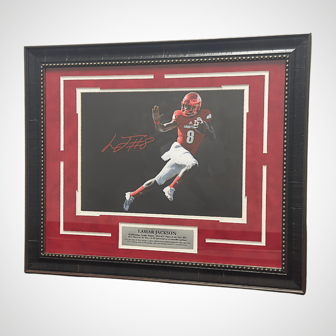 This Lamar Jackson Framed and Signed Print is a Spotlight Silent Auction Item for the 2025 Christian Academy Gala