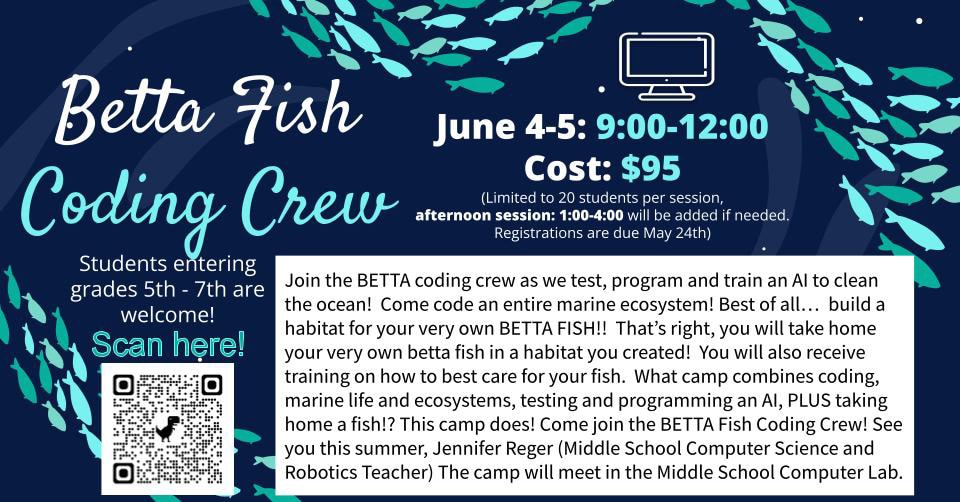 Betta Fish Coding Crew Summer Camp, June 4-5