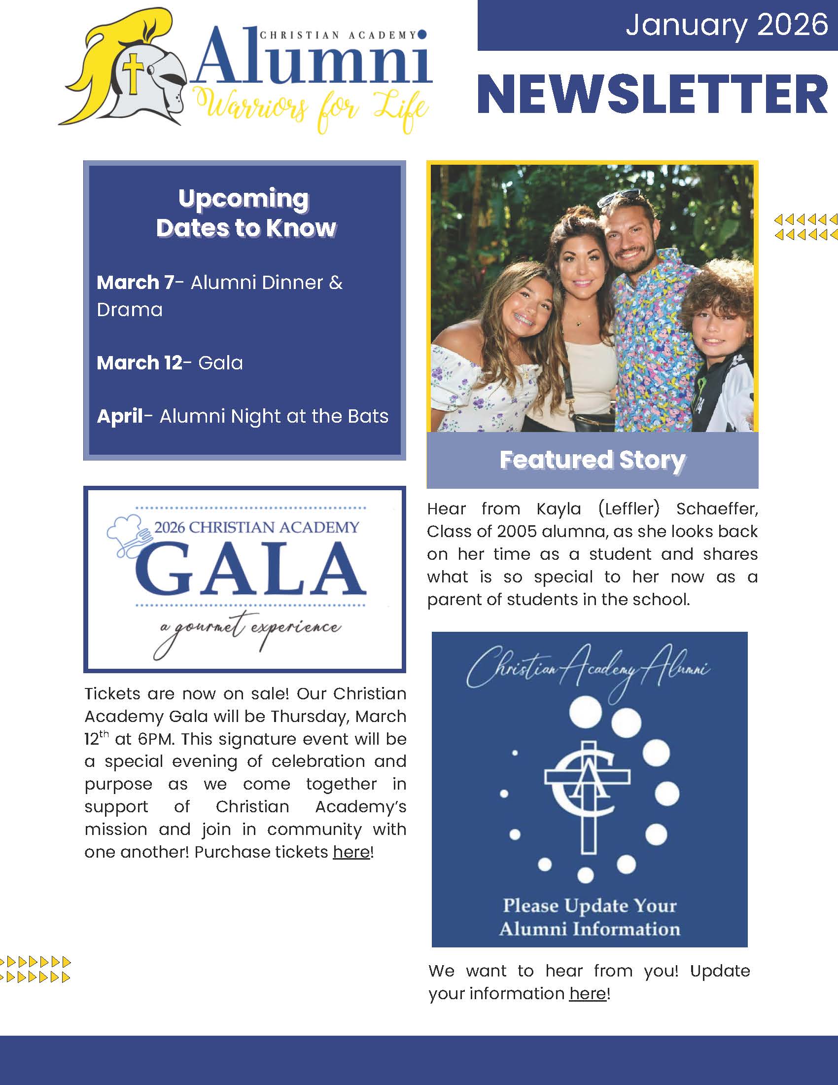 Christian Academy of Indiana Alumni Newsletter January 2026