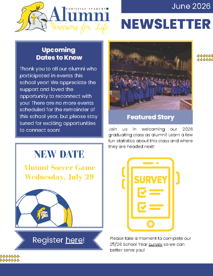 Christian Academy of Indiana Alumni Newsletter June 2026
