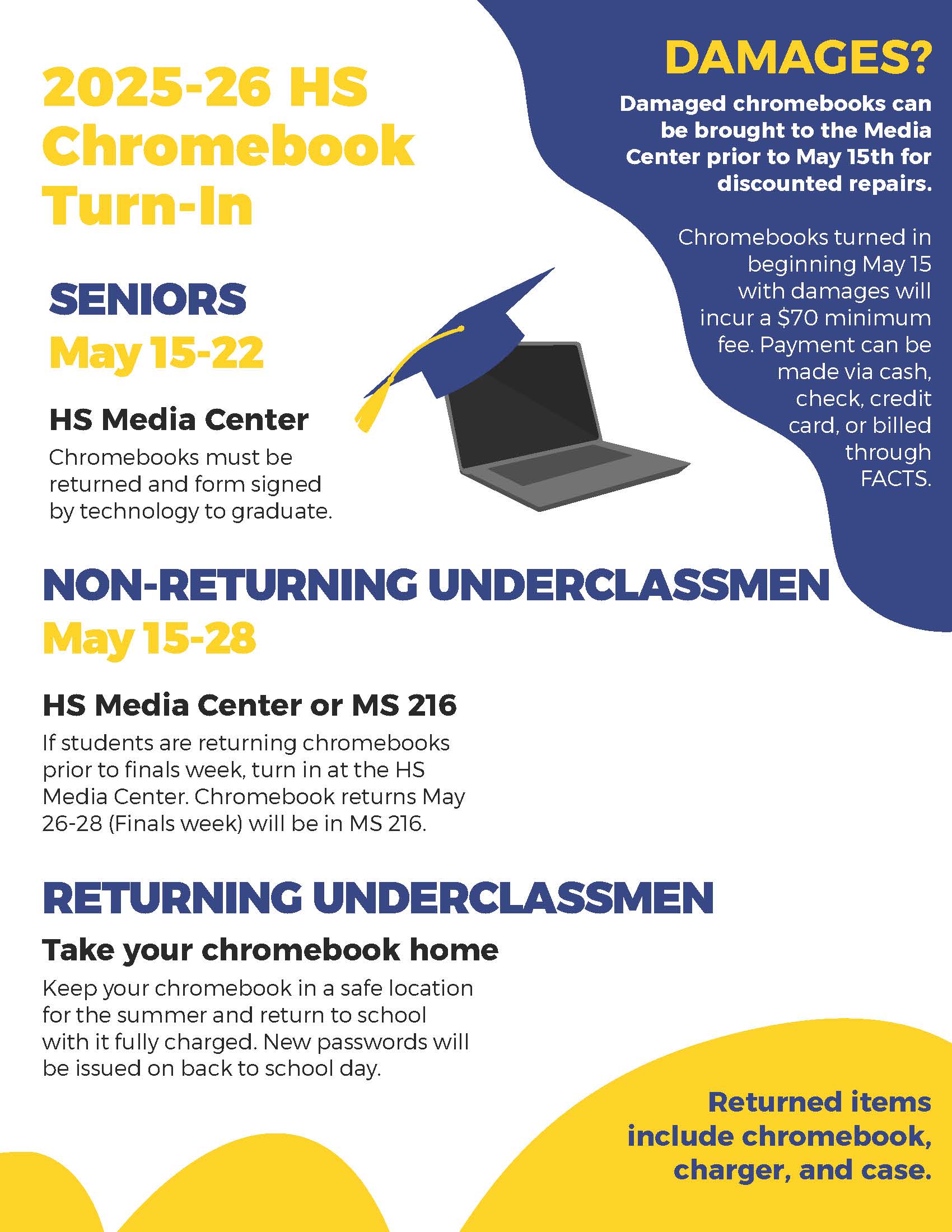 Christian Academy of Indiana High School Chromebook Returns 2026