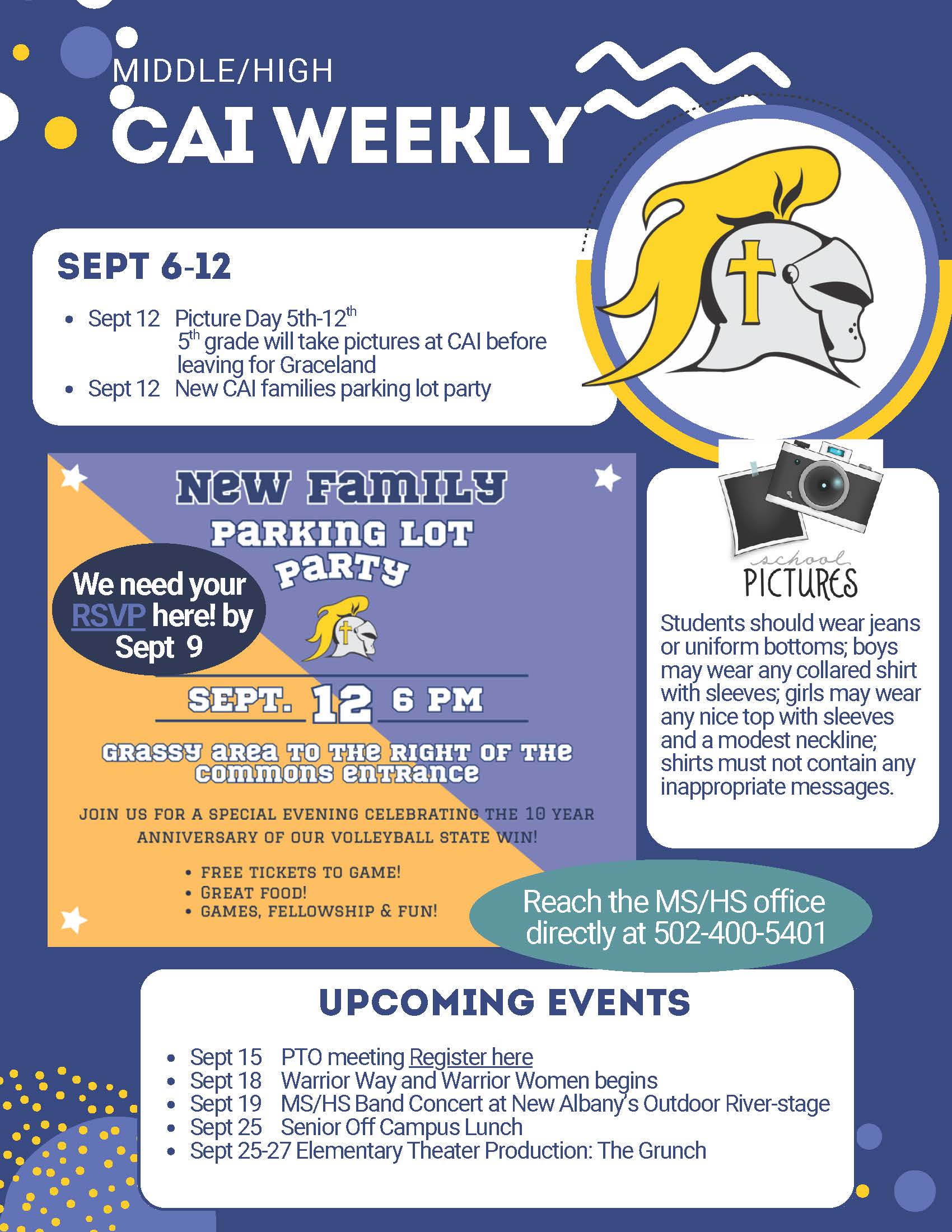 Christian Academy of Indiana High School / Middle School CAI Weekly September 6-12