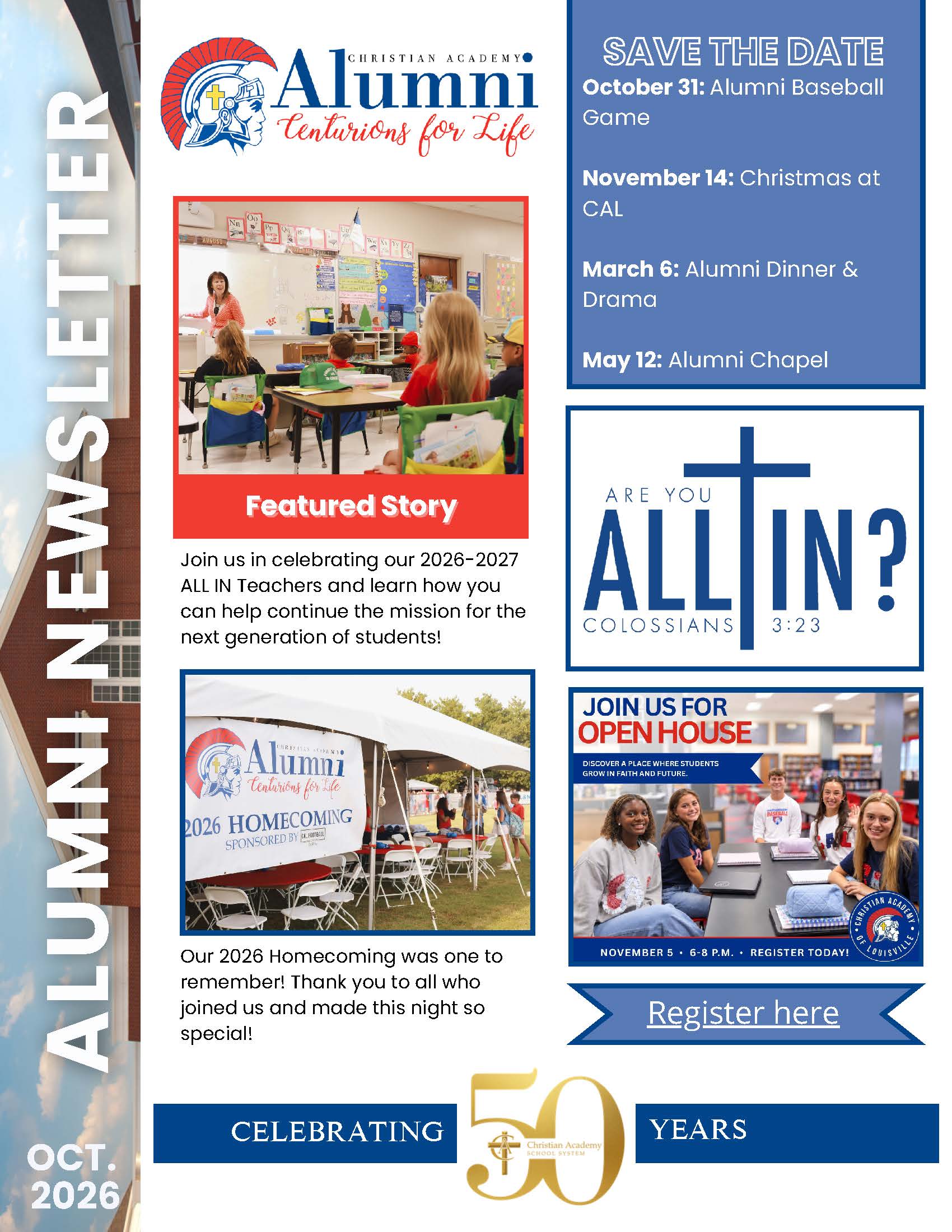 Christian Academy of Louisville Alumni Newsletter October 2026
