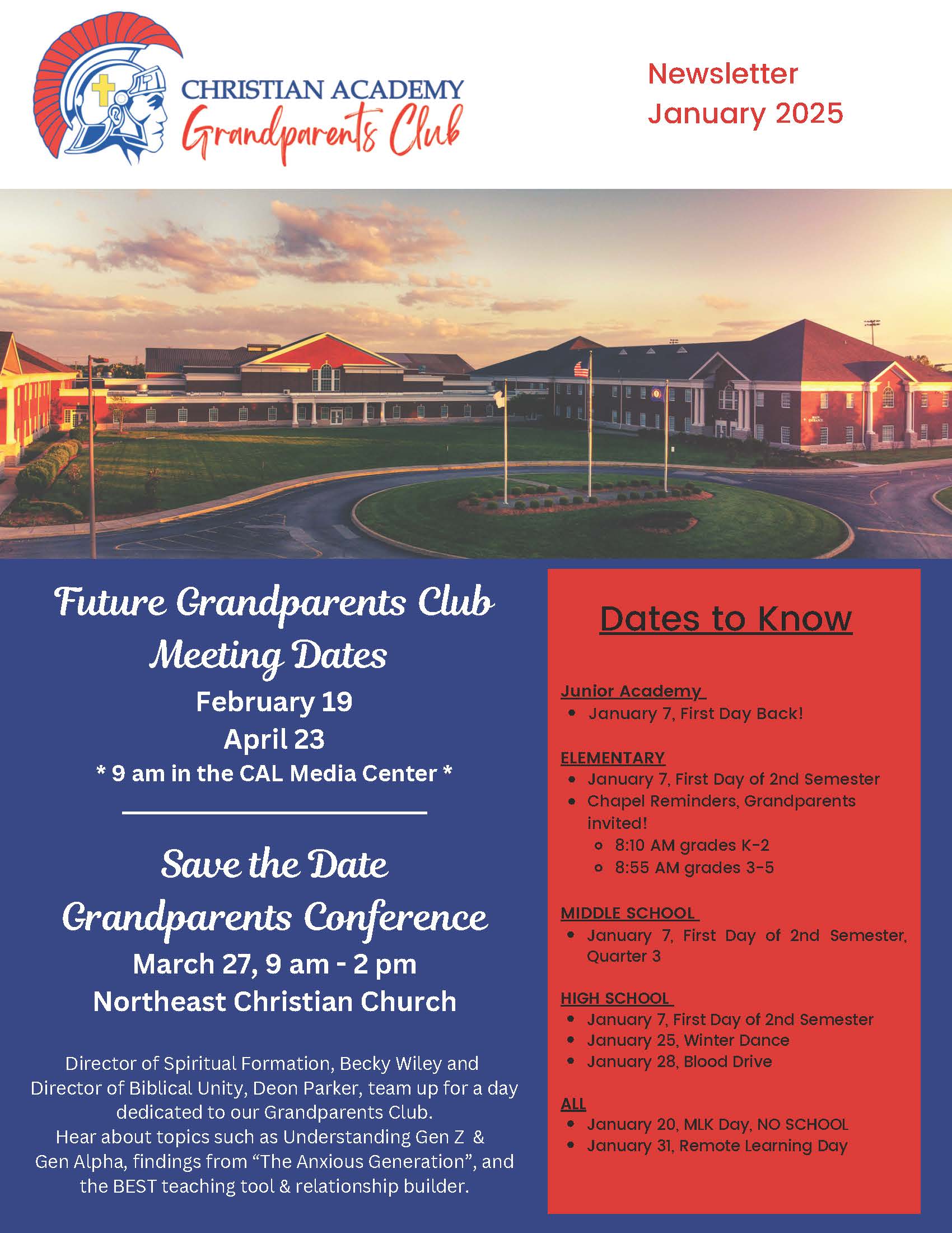 Christian Academy School System | Christian Academy of Louisville | Grandparents Club | Newsletter | January 2025