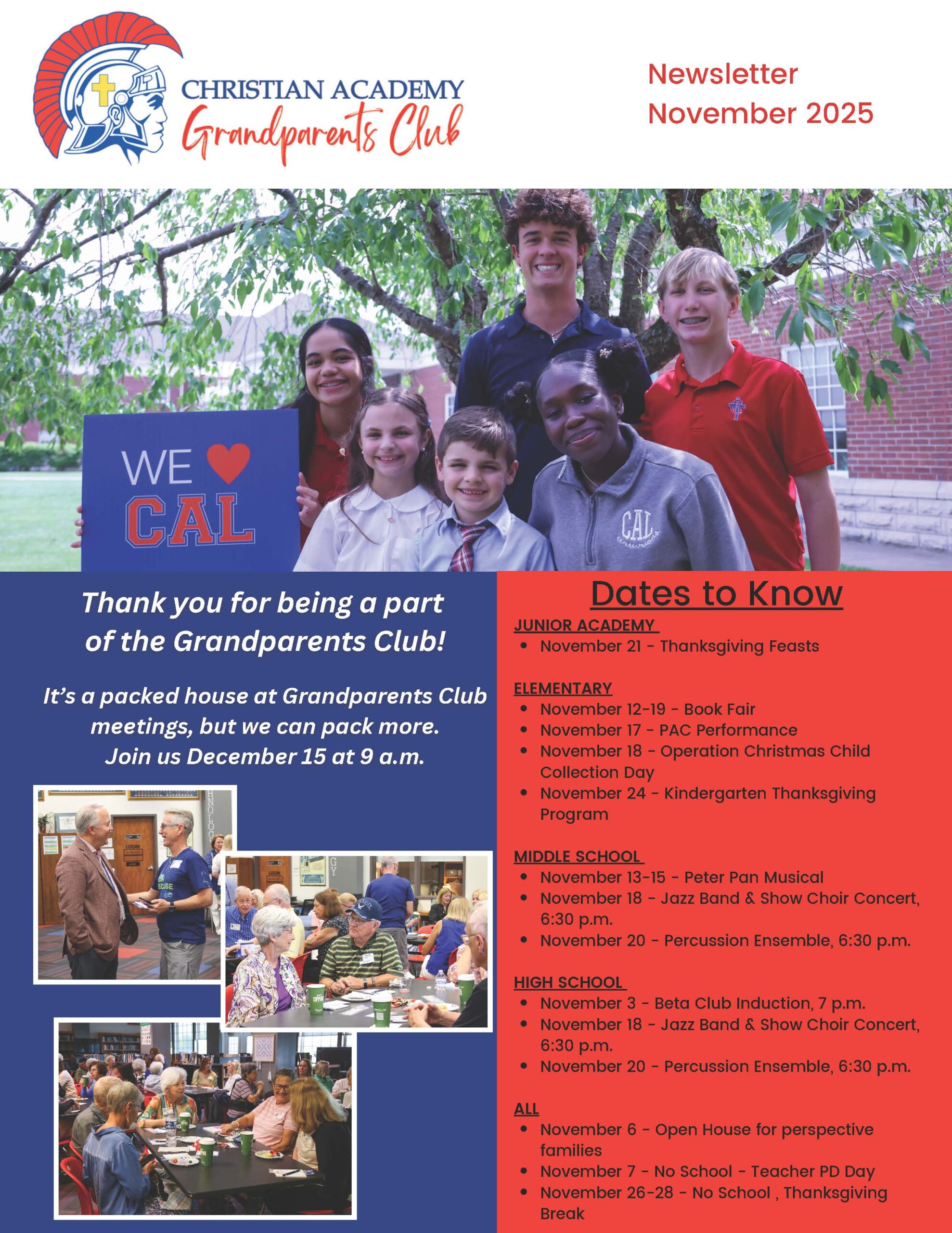 CAL Grandparents Club Newsletter November 2025_Page_01 Christian Academy of Louisville Grandparents Club Newsletter November 2025