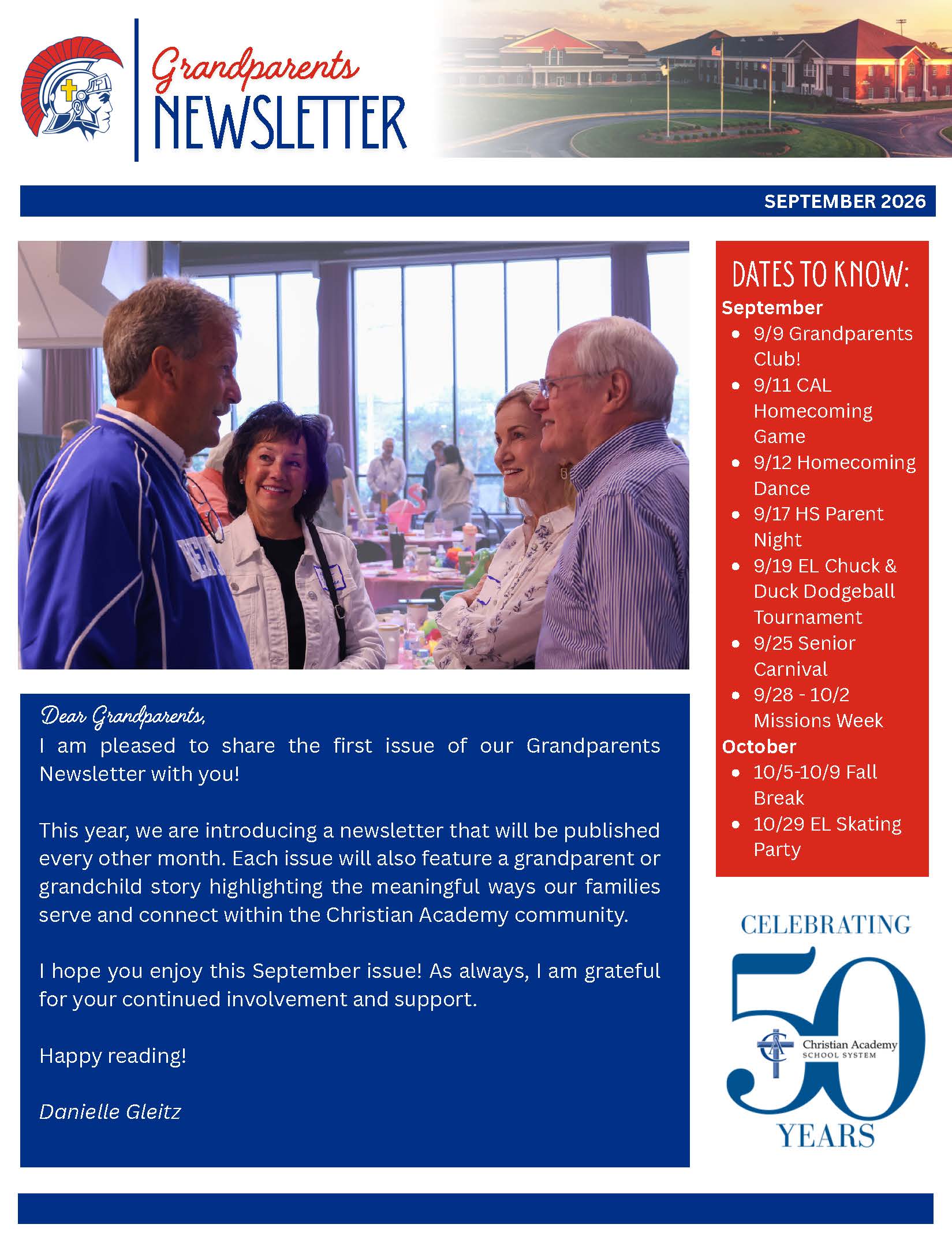 Christian Academy of Louisville Grandparents Newsletter September 2026
