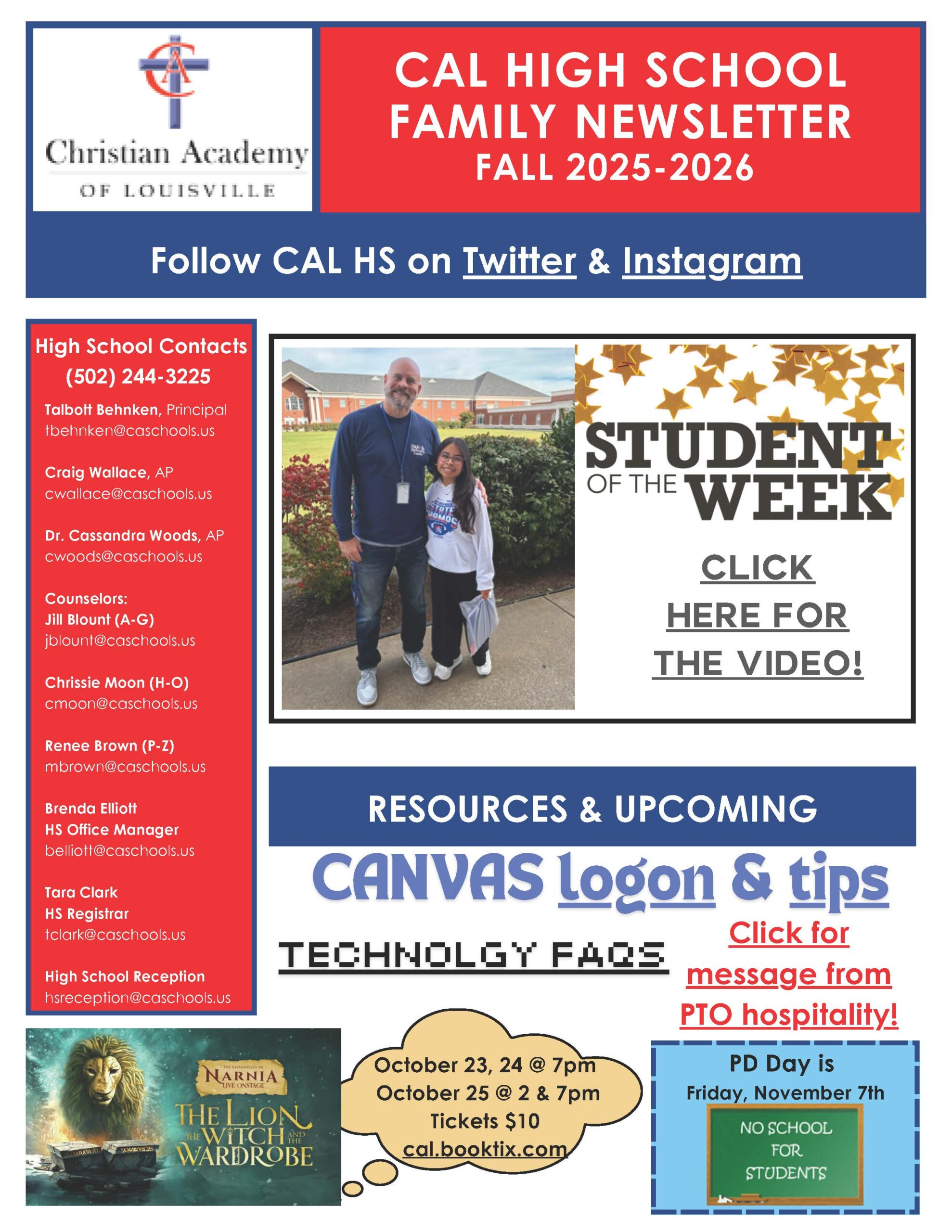 Christian Academy of Louisville High School Newsletter October 22