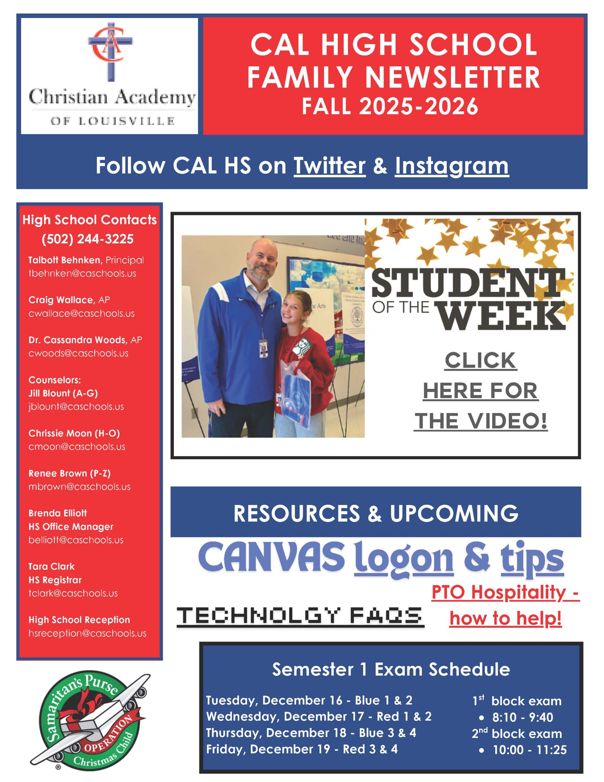 Christian Academy of Louisville High School Newsletter November 12