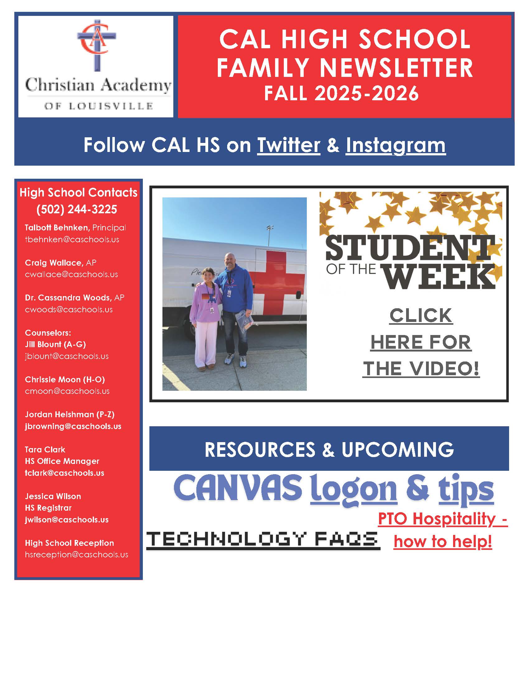 Christian Academy of Louisville High School Family Newsletter February 18