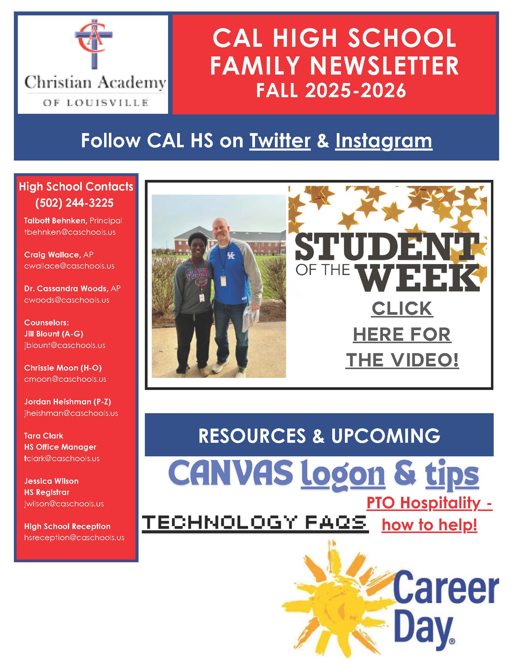 Christian Academy of Louisville High School Family Newsletter March 18