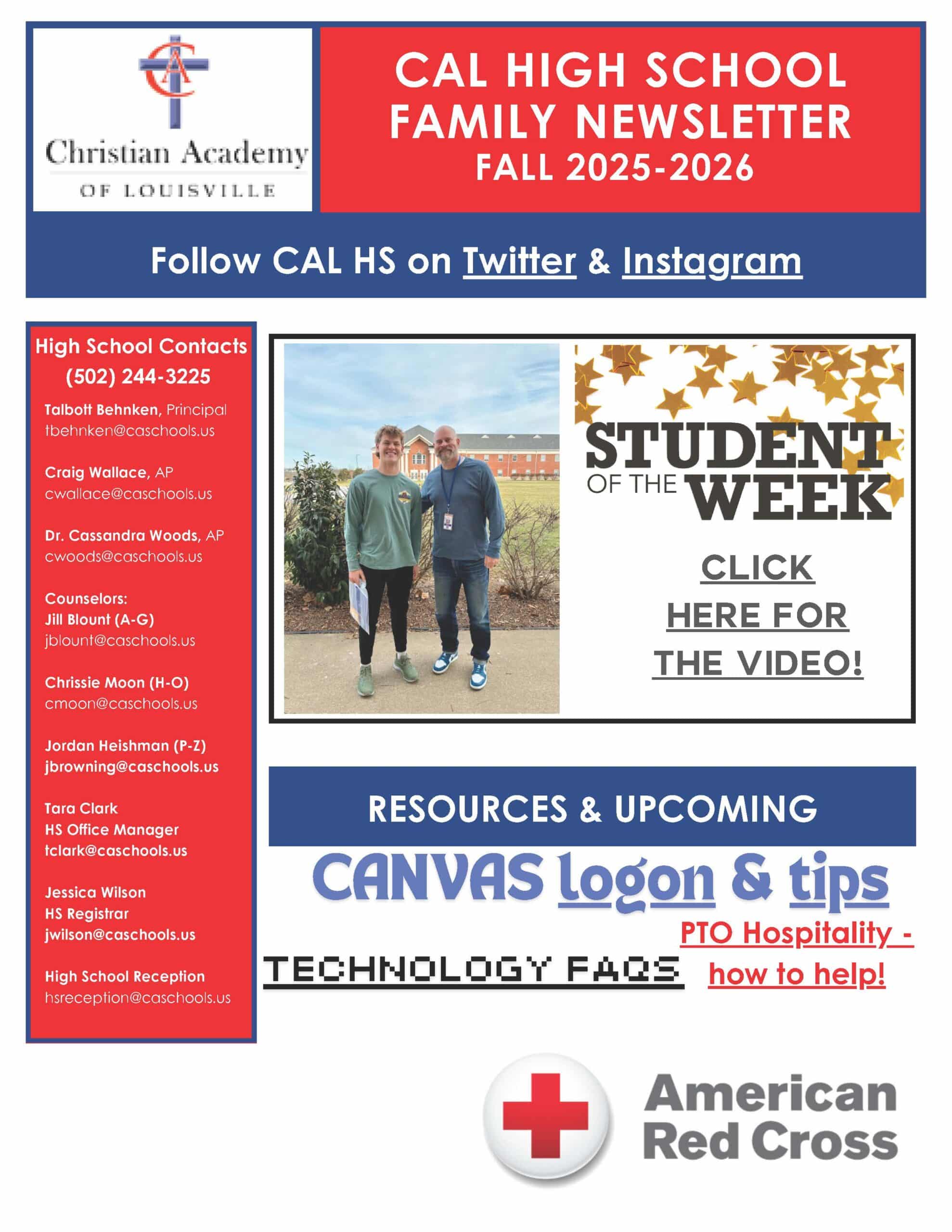 Christian Academy of Louisville High School Family Newsletter January 28