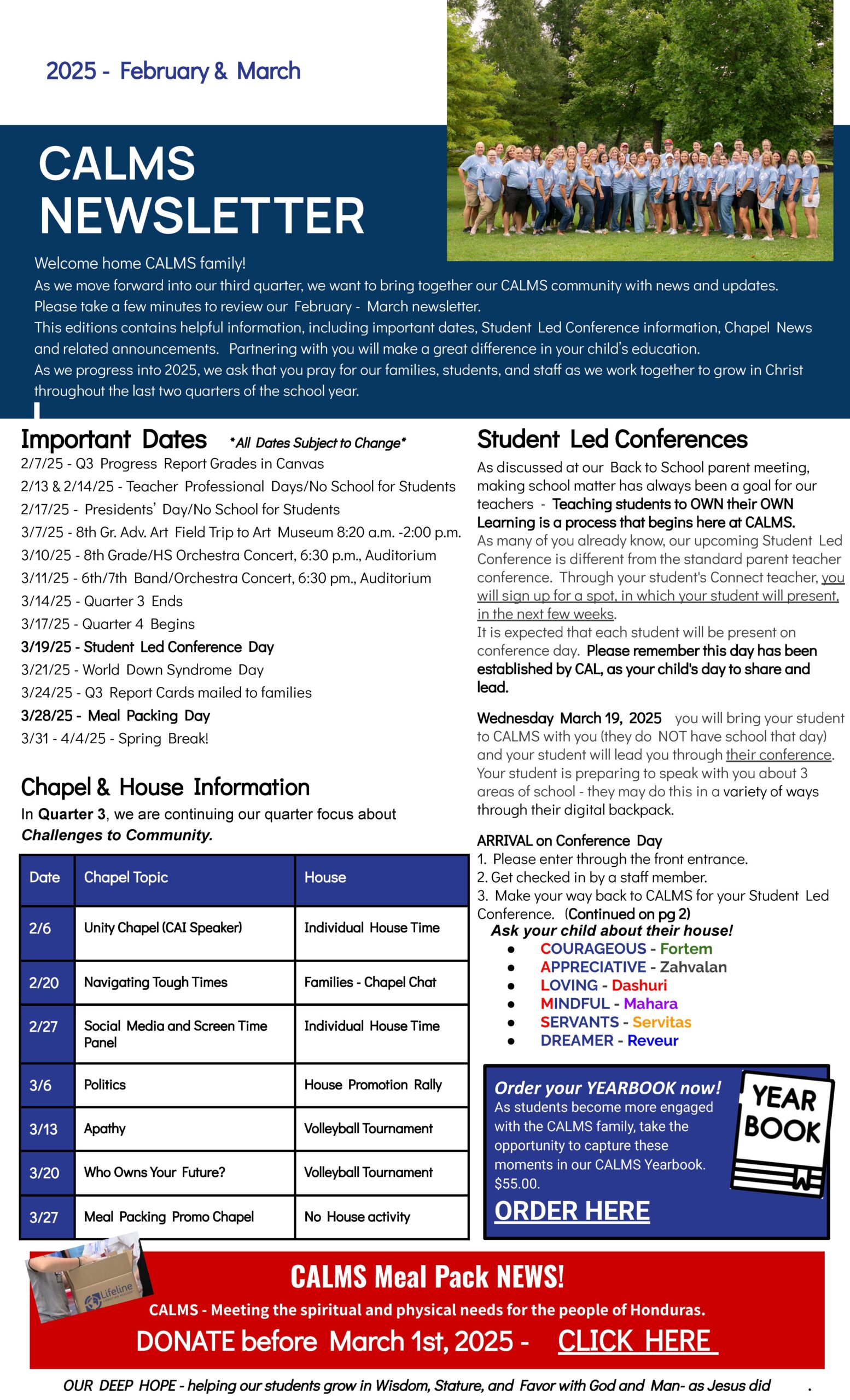 Christian Academy School System | Christian Academy of Louisville | CALMS Newsletter | February and March 2025