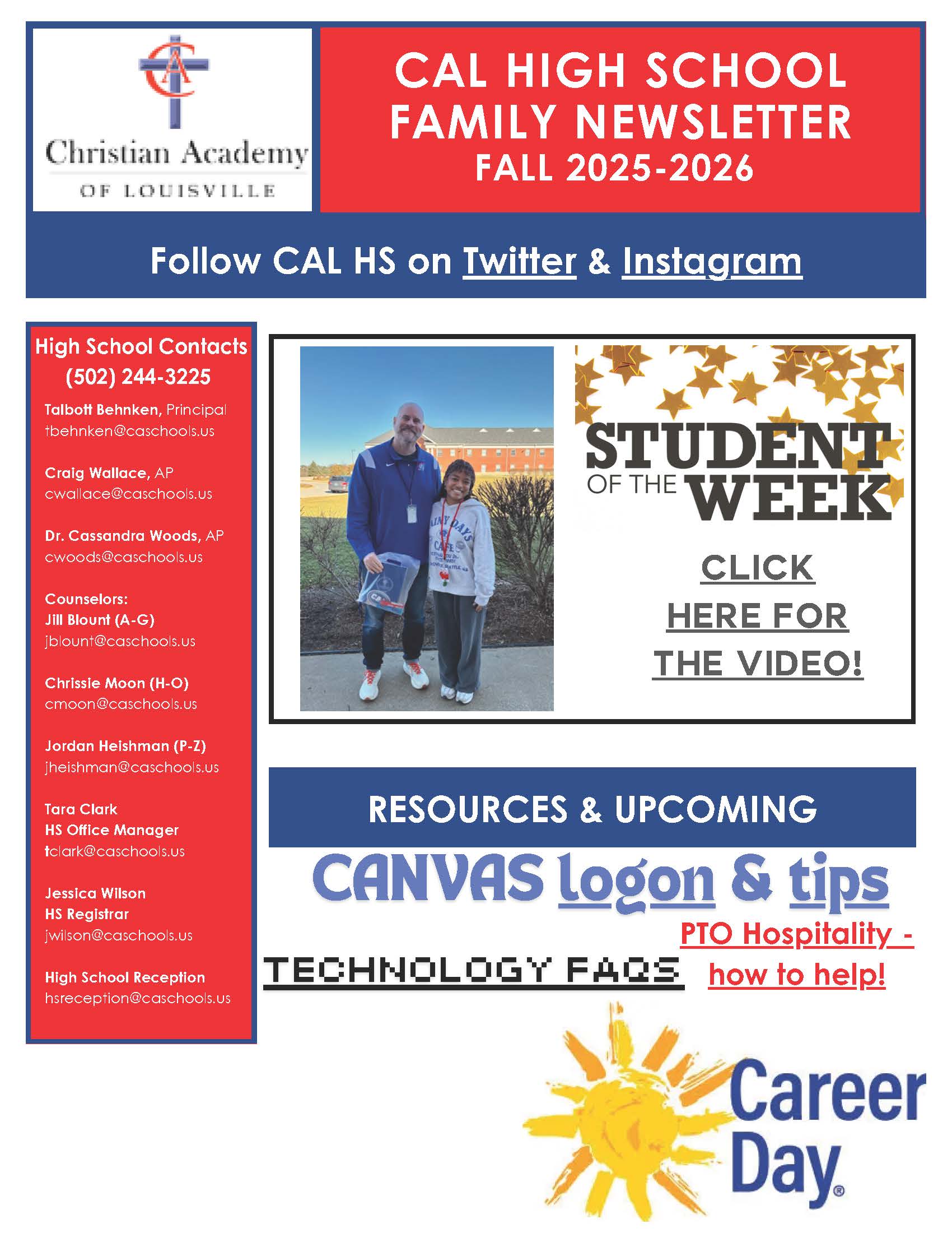 Christian Academy of Louisville High School Family Newsletter February 25