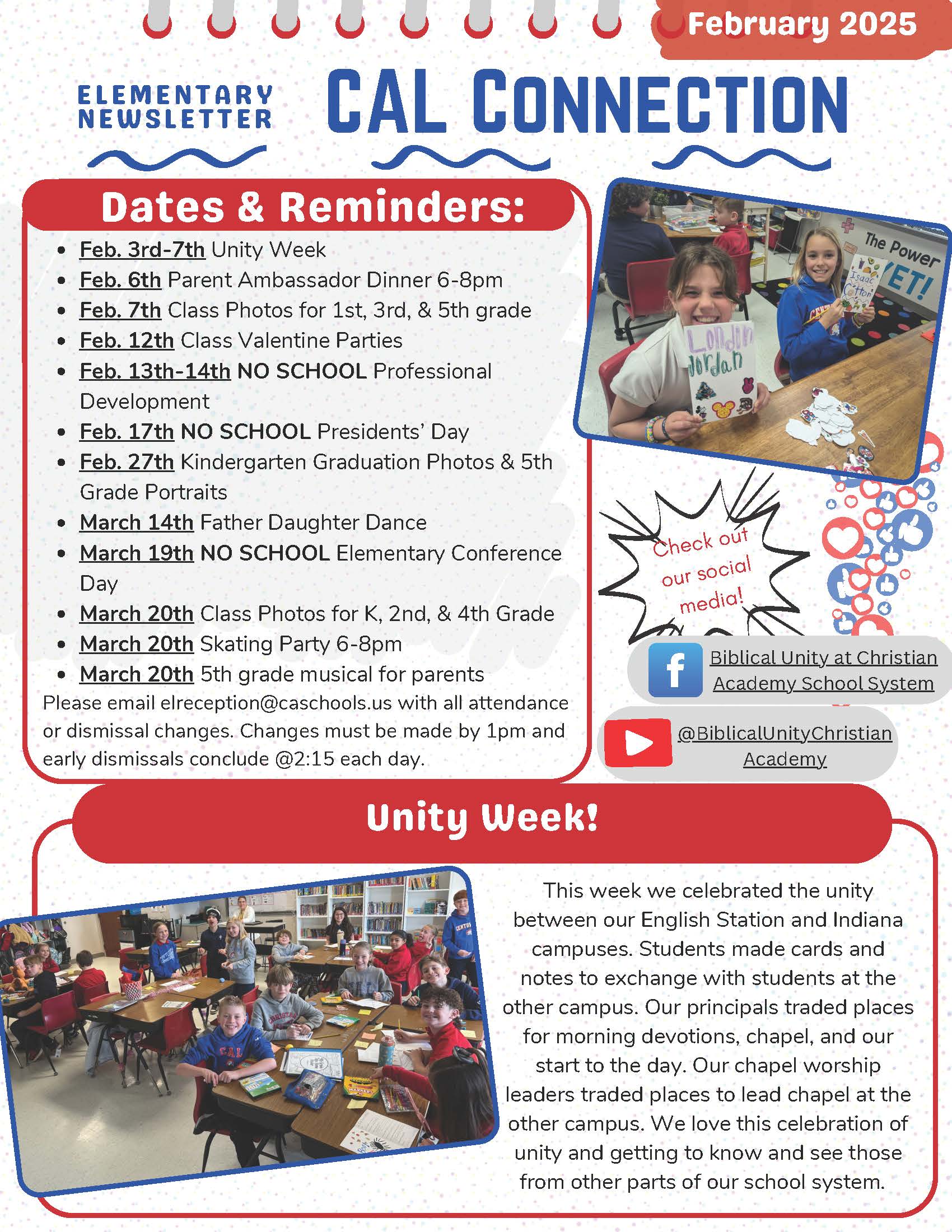 Christian Academy School System | Christian Academy of Louisville | English Station Elementary | CAL Connection Newsletter | February 2025