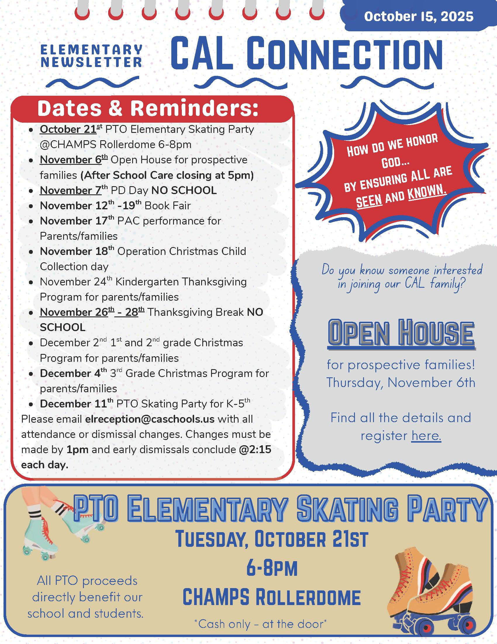 Christian Academy of Louisville Elementary CAL Connection Newsletter October 15