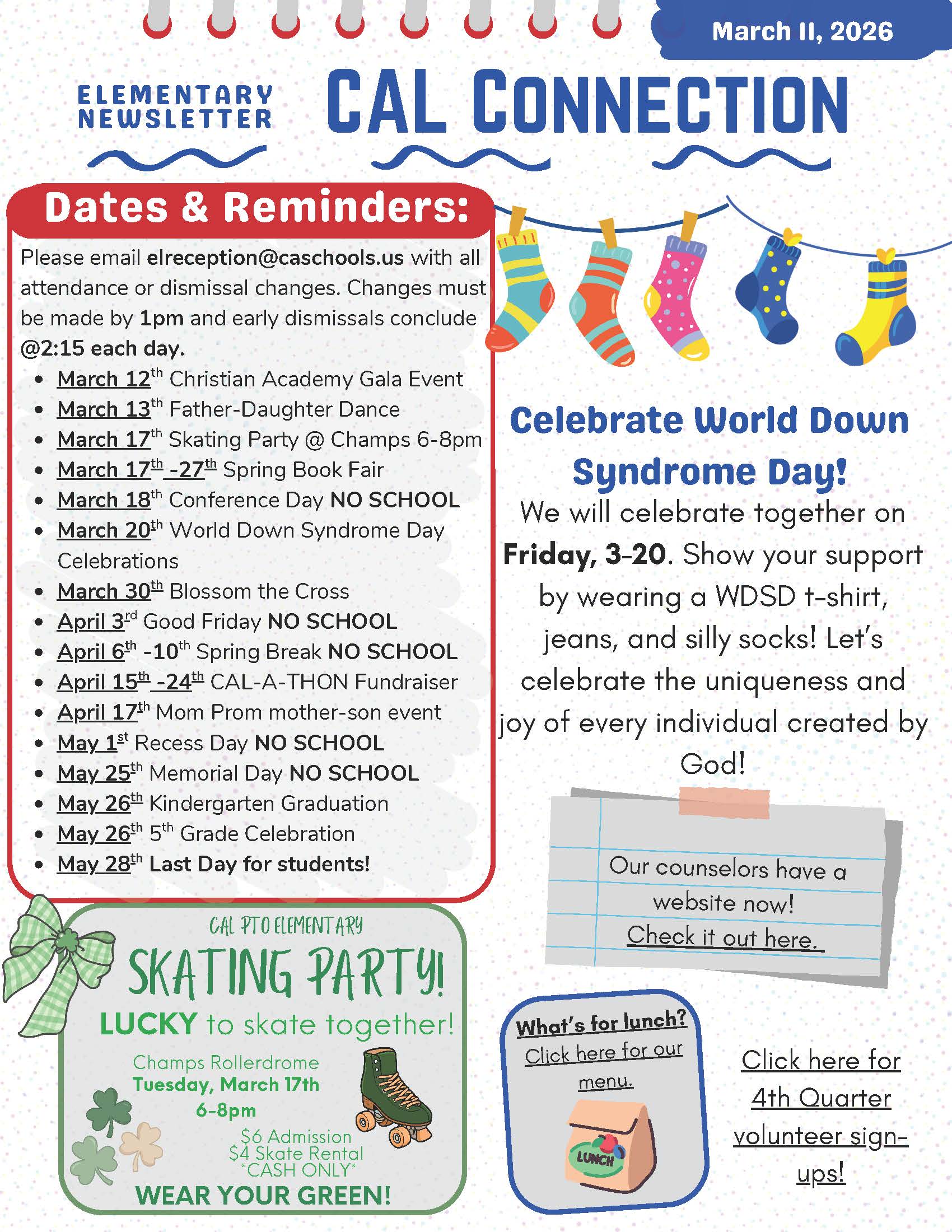 Christian Academy of Louisville Elementary CAL Connection Newsletter March 11