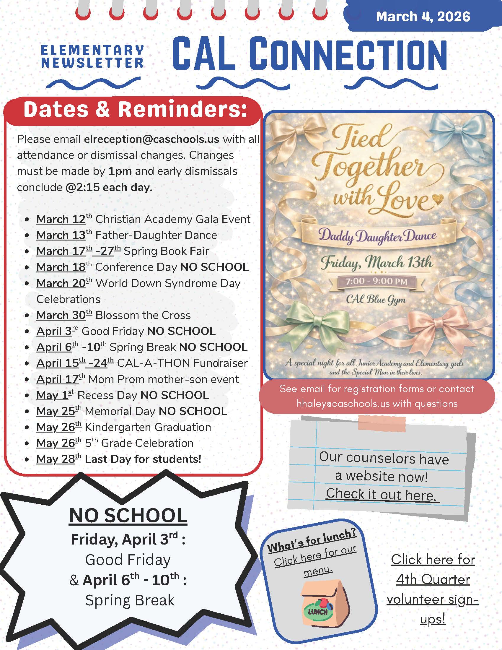 Christian Academy of Louisville CAL Connection Newsletter March 4
