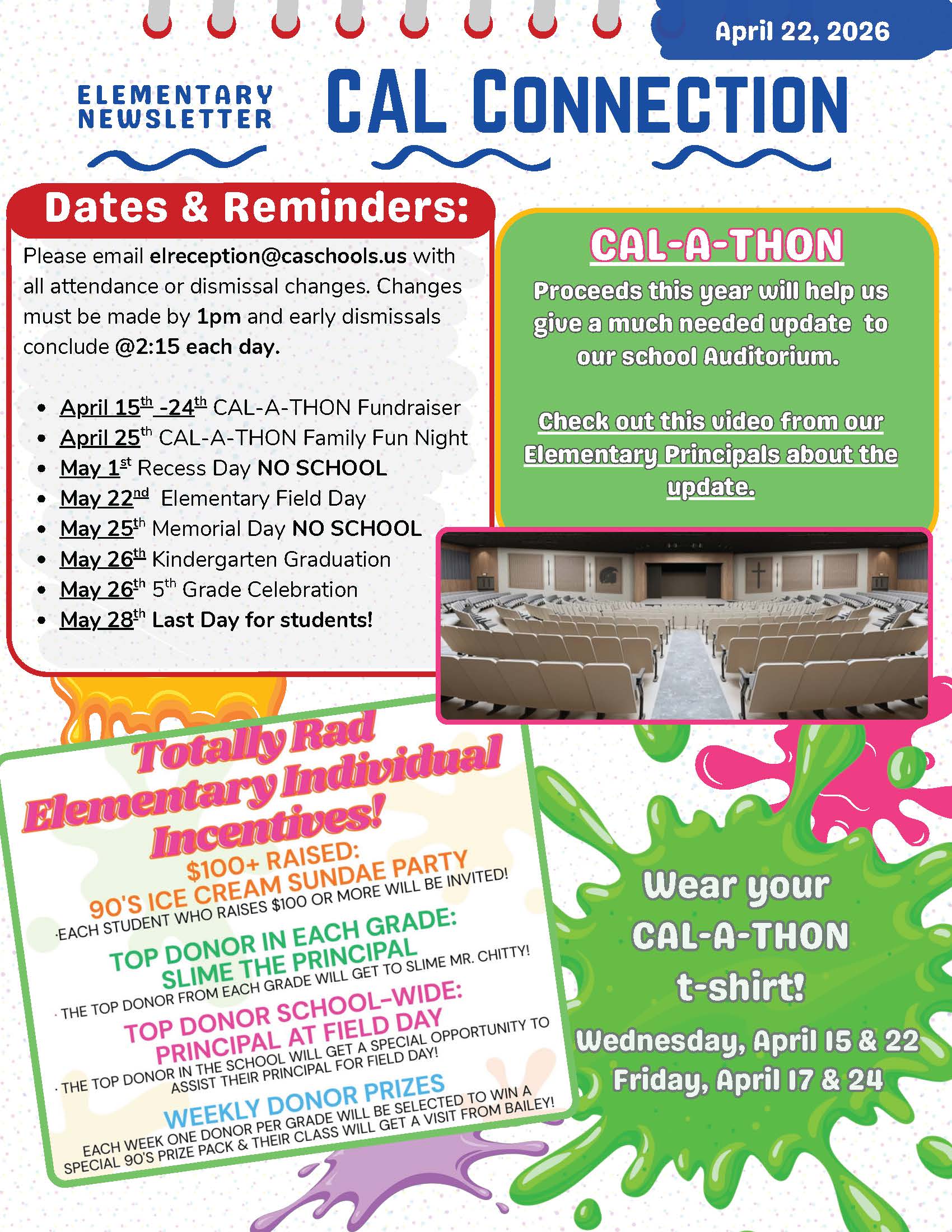 Christian Academy of Louisville Elementary CAL Connection Newsletter April 22
