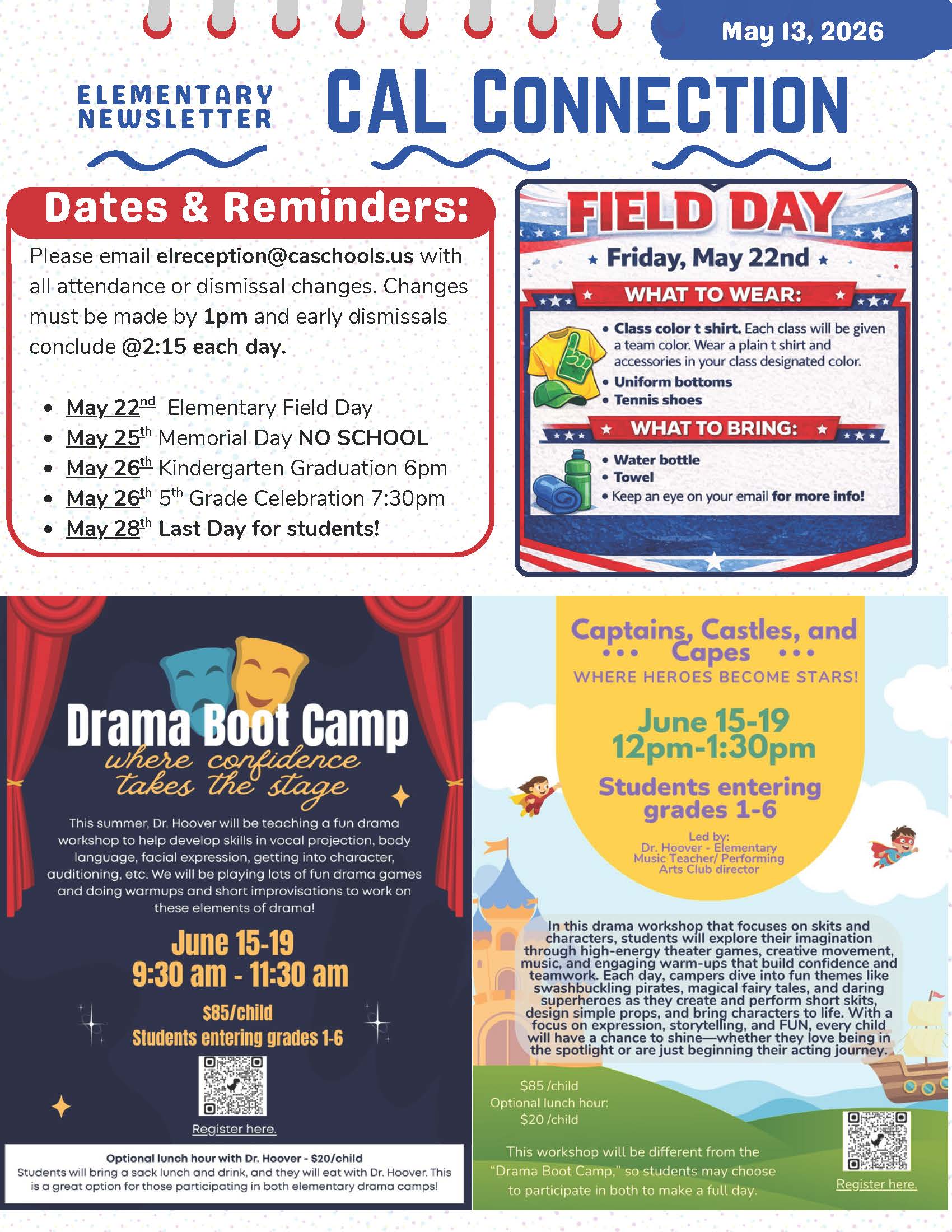 Christian Academy of Louisville Elementary CAL Connection Newsletter May 13