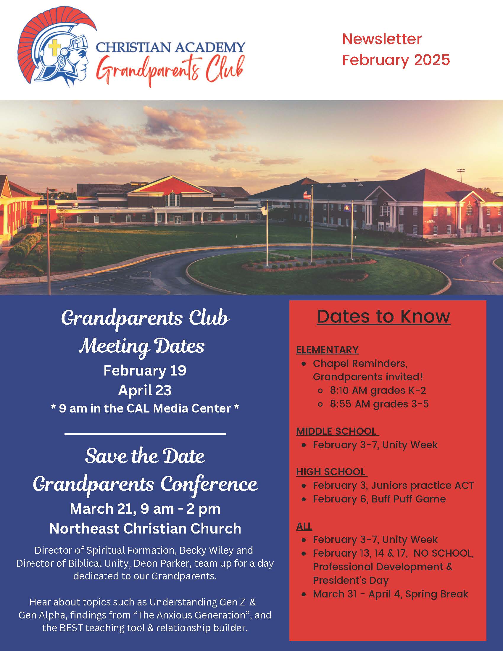 Christian Academy School System | Christian Academy of Louisville | Grandparents Club | February 2025 Newsletter