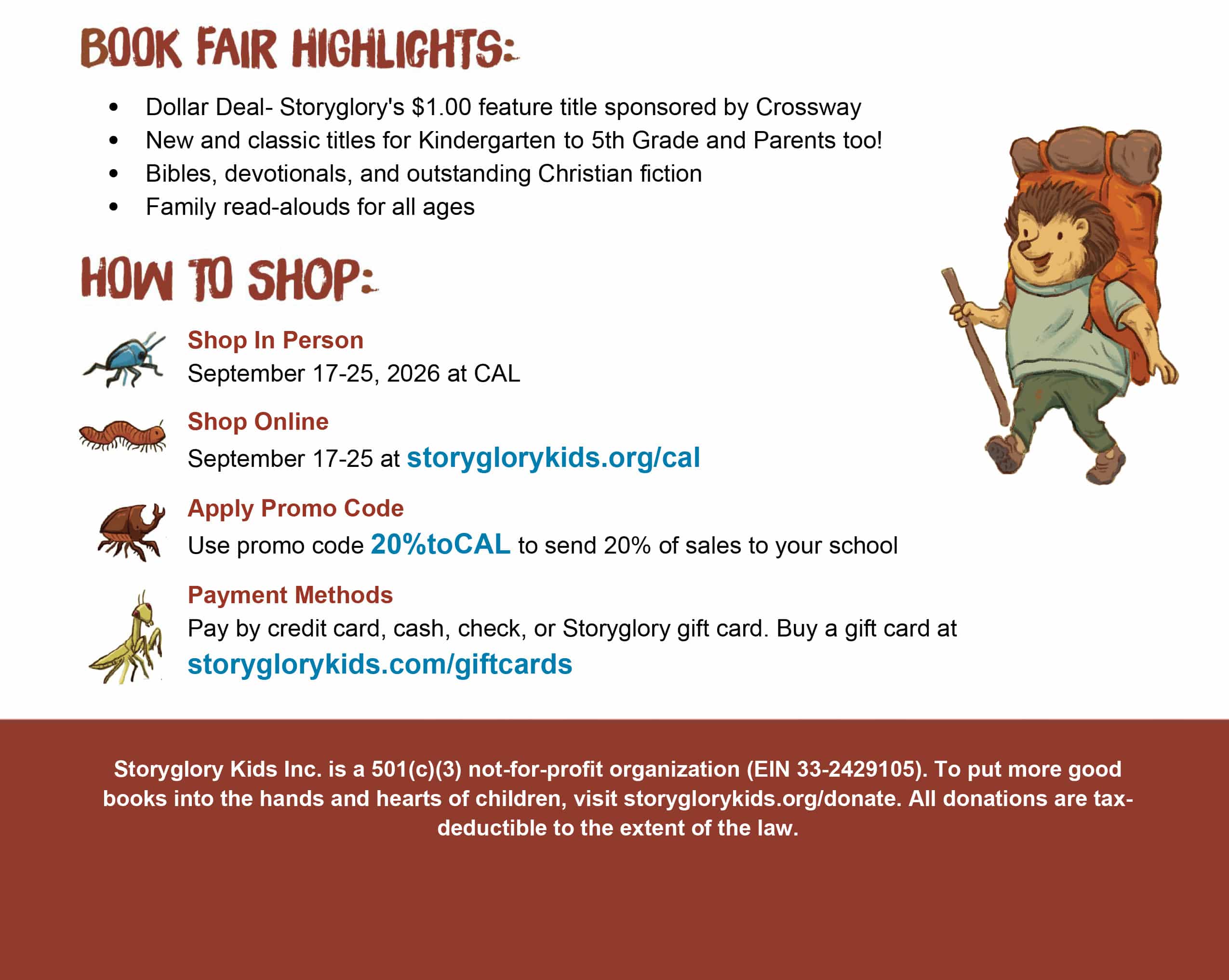 Christian Academy of Louisville Elementary School Fall 2026 Book Fair