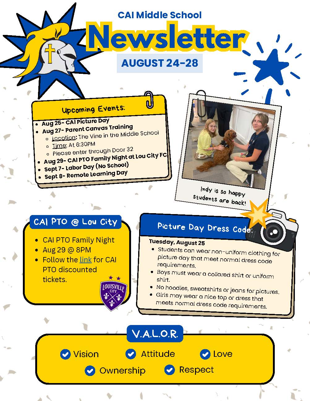 Christian Academy of Indiana Middle School Weekly Newsletter August 17