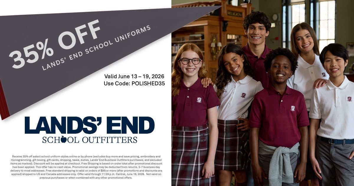 Lands' End School Uniforms 35% Off June 13-19
