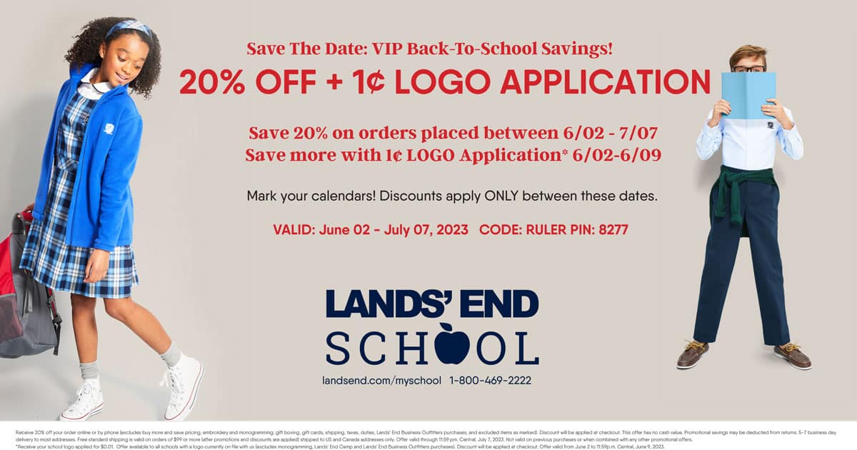 Christian Academy School System | Lands' End | Uniforms | Back-to-School Sale Save the Date | June 2 - July 7