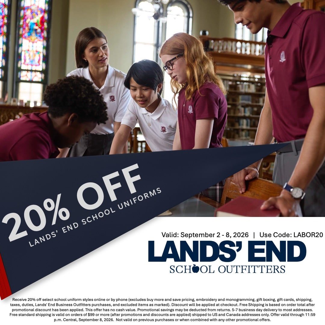 Lands' End School Uniform Labor Day Deals, September 2-8