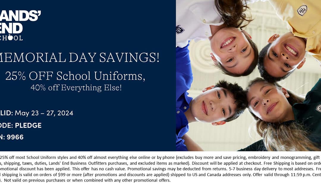 Lands’ End Memorial Day Savings, May 23 – 27