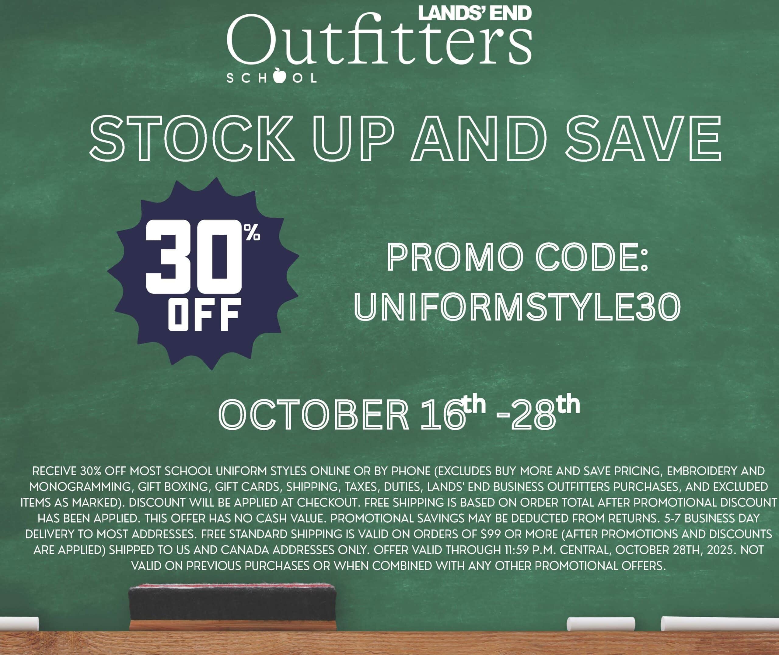 LandsEnd Oct. 16-28 Lands' End Stock Up and Save October 16-28