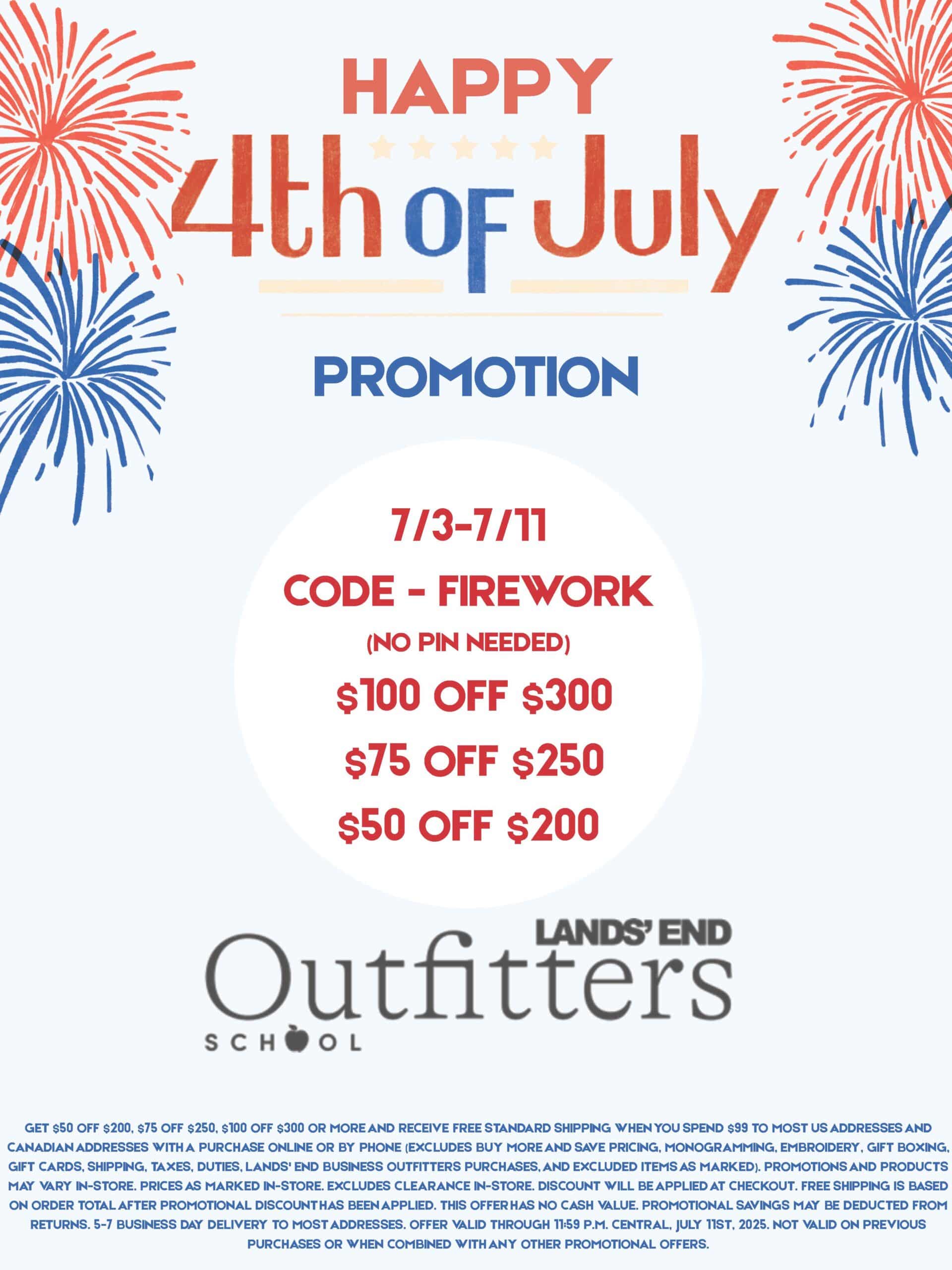 Lands' End School Uniforms 2025 Fourth of July Promotion