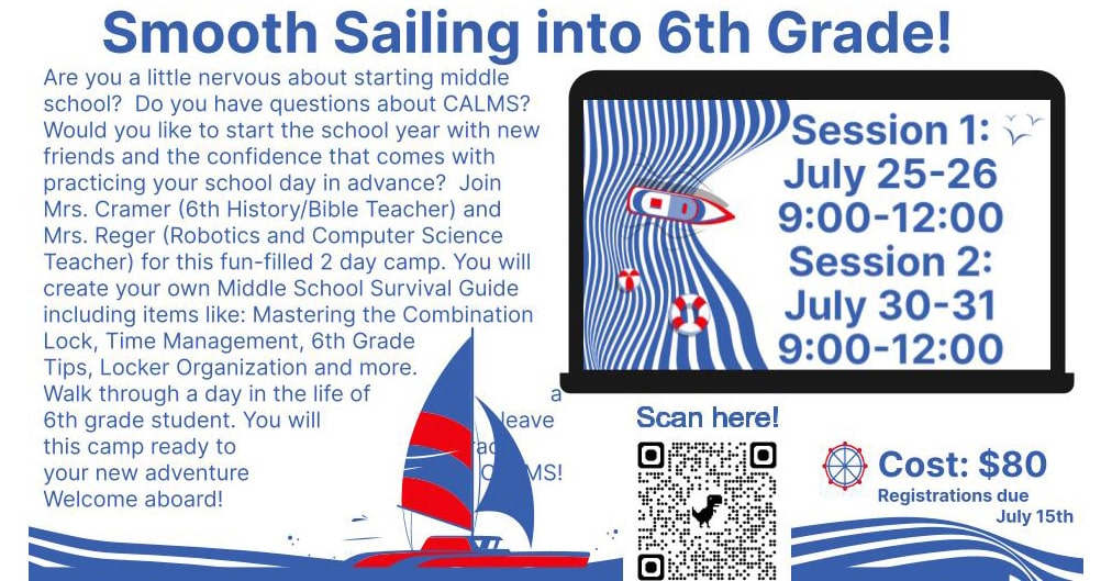 Christian Academy School System | Christian Academy of Louisville | English Station Middle School | Summer Camp | Smooth Sailing Into Sixth Grade | July 2024
