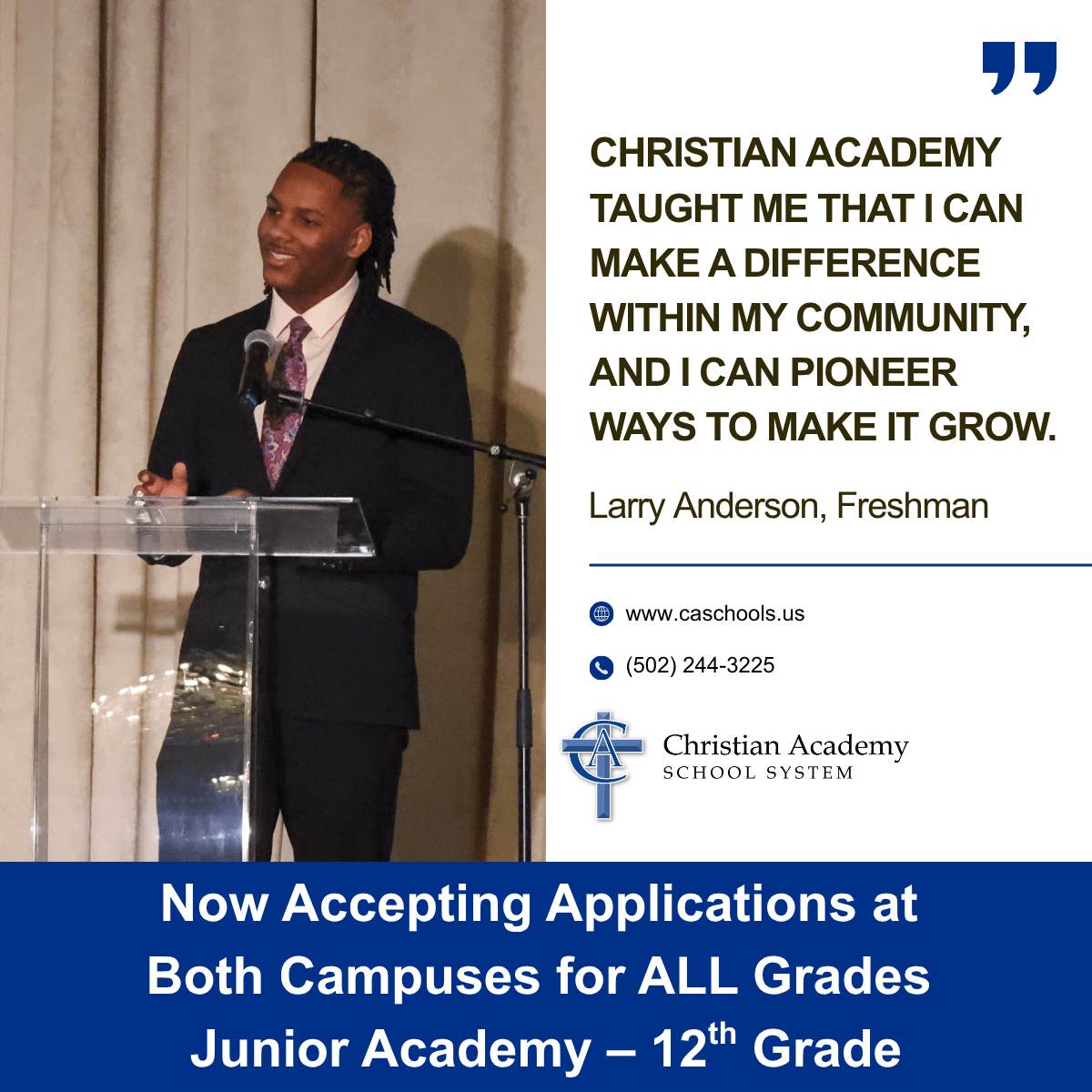 Christian Academy - Your Journey Starts Here! Admissions Application Promotion